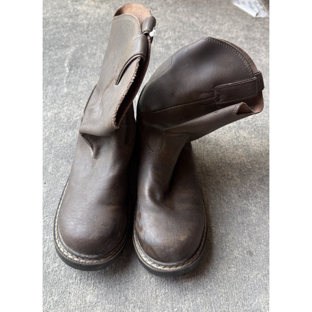 Justin Boots Western Junior Youth Leather Pull On Work Boots 4444JR Size 1.5D